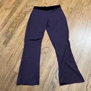 Women’s XL Capezio Purple Dance Studio Pants Black Velvet V Waistband Flared Leg